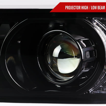 2007-2013 Chevrolet Avalanche/ 2007-2014 Tahoe Suburban LED C-Bar Projector Headlights (Jet Black Housing/Clear Lens)