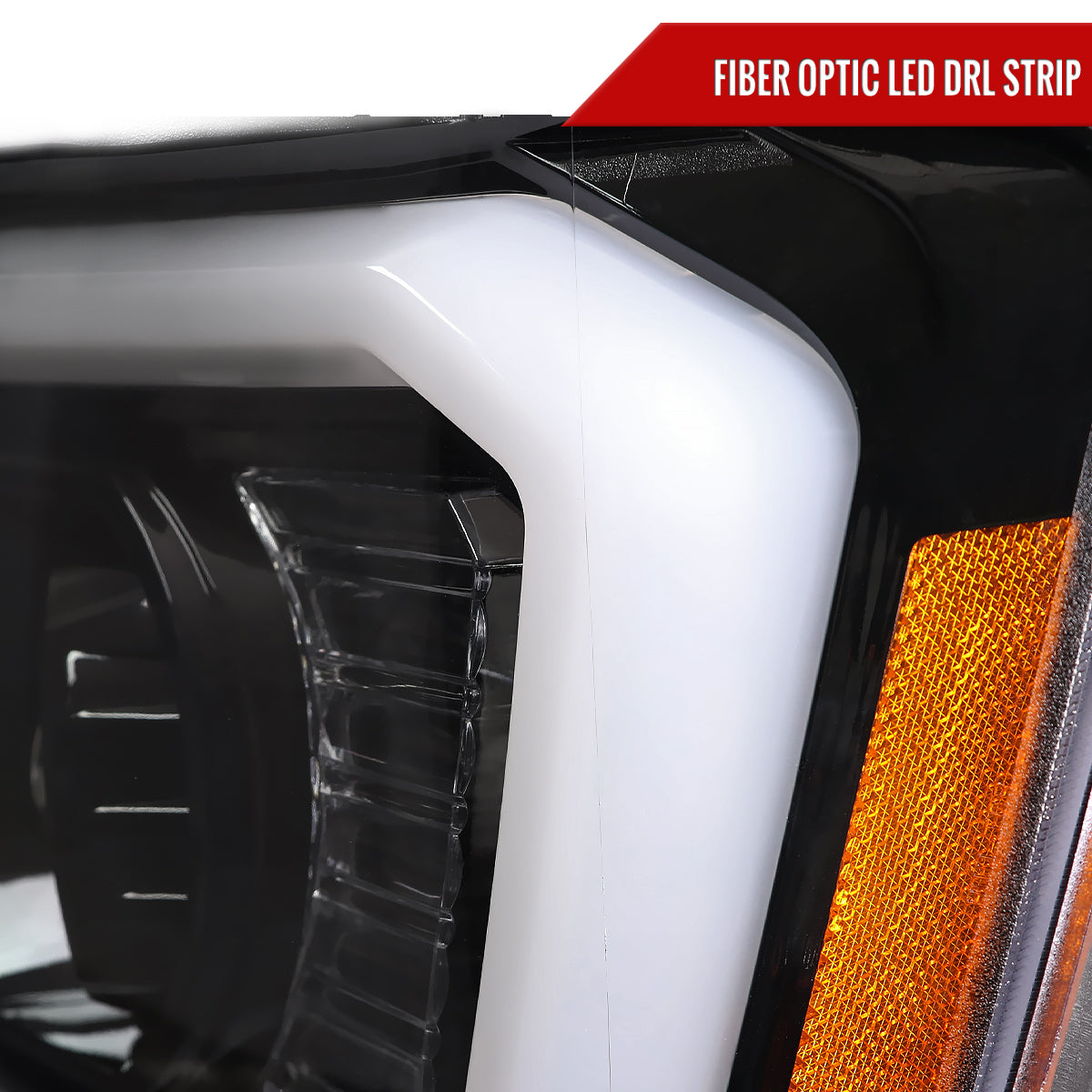 2007-2013 Chevrolet Avalanche/ 2007-2014 Tahoe Suburban LED C-Bar Projector Headlights (Jet Black Housing/Clear Lens)