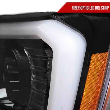 2007-2013 Chevrolet Avalanche/ 2007-2014 Tahoe Suburban LED C-Bar Projector Headlights (Jet Black Housing/Clear Lens)