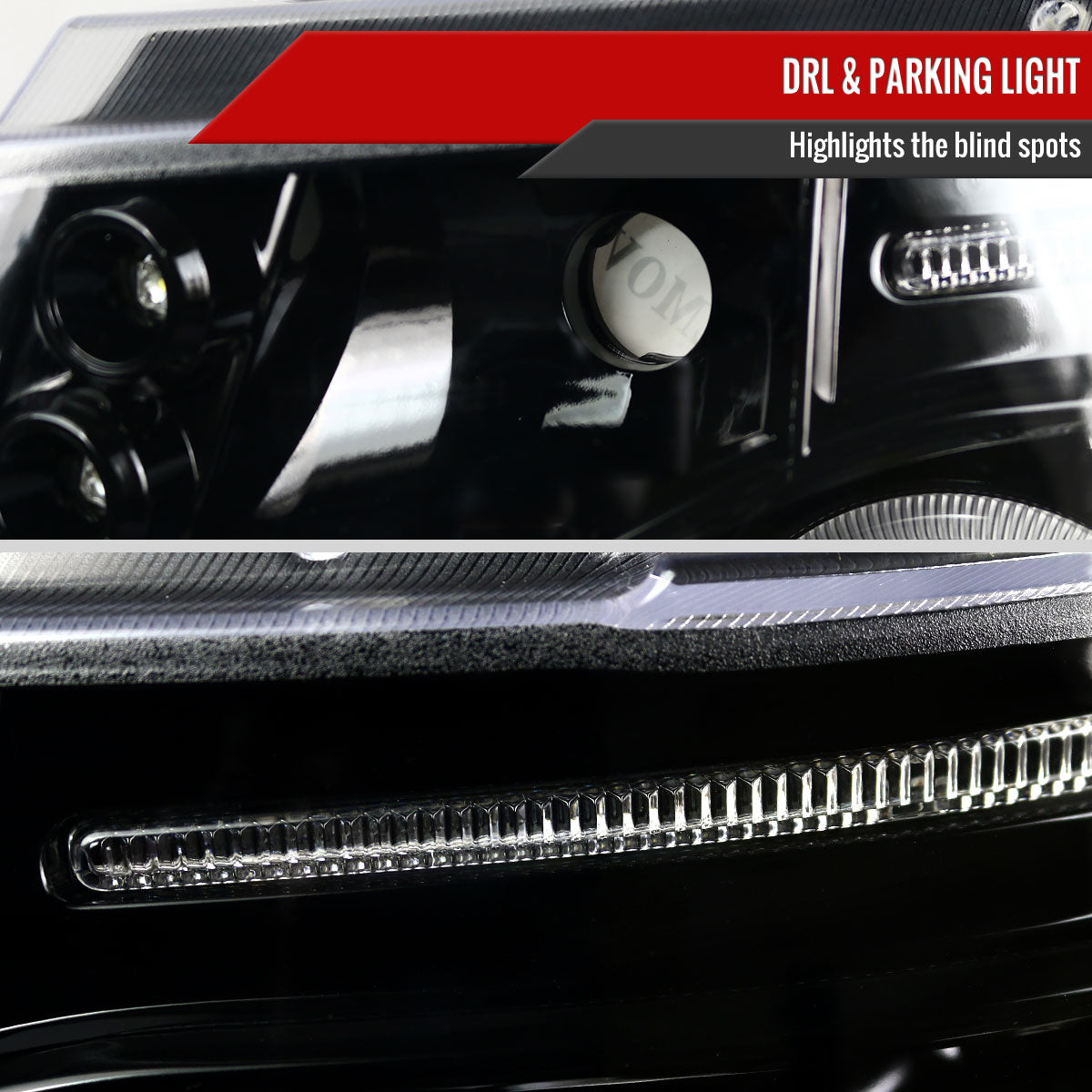 2007-2013 Chevrolet Avalanche/ 2007-2014 Tahoe Suburban Dual Halo Projector Headlights (Jet Black Housing/Clear Lens)