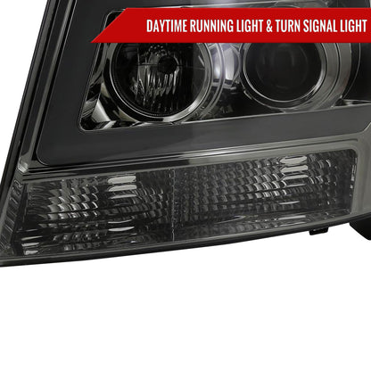 2007-2013 Chevrolet Avalanche/ 2007-2014 Tahoe Suburban LED C-Bar Projector Headlights (Chrome Housing/Smoked Lens)