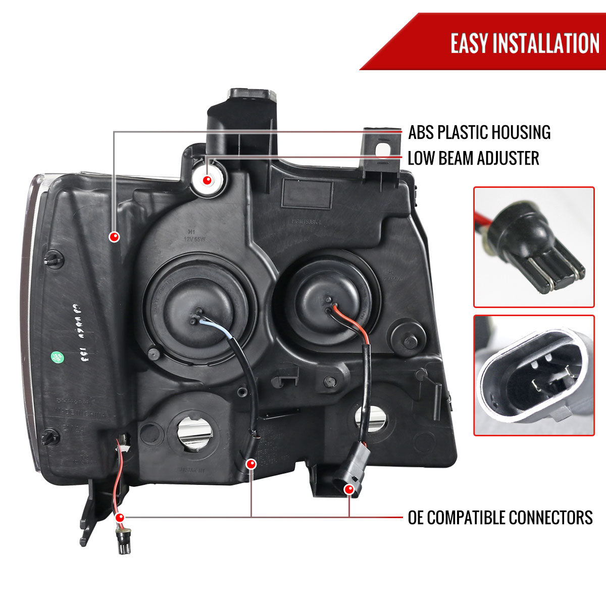 2007-2013 Chevrolet Avalanche/ 2007-2014 Tahoe Suburban LED C-Bar Projector Headlights (Chrome Housing/Smoked Lens)