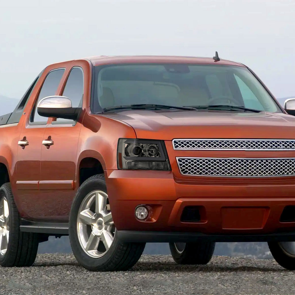 2007-2013 Chevrolet Avalanche/ 2007-2014 Tahoe Suburban LED C-Bar Projector Headlights (Chrome Housing/Smoked Lens)