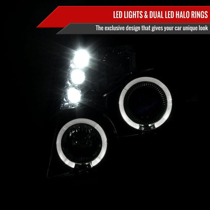 2007-2013 Chevrolet Avalanche/ 2007-2014 Tahoe Suburban Dual Halo Projector Headlights (Glossy Black Housing/Smoked Lens)