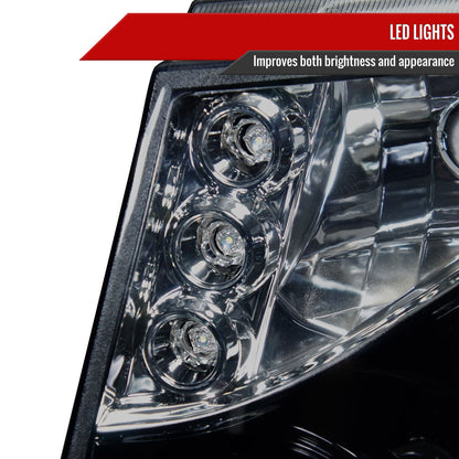 2007-2013 Chevrolet Avalanche/ 2007-2014 Tahoe Suburban Dual Halo Projector Headlights (Glossy Black Housing/Smoked Lens)