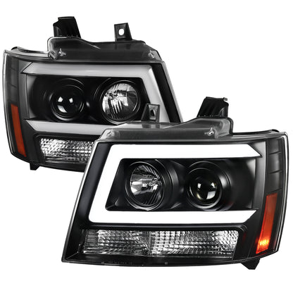2007-2013 Chevrolet Avalanche/ 2007-2014 Tahoe Suburban LED C-Bar Projector Headlights -RS (Matte Black Housing/Clear Lens)