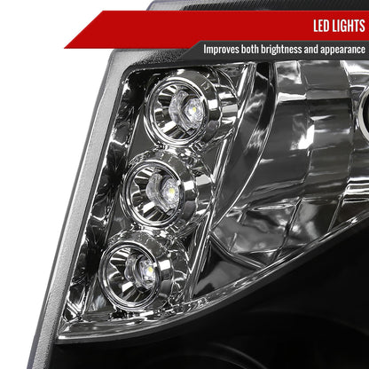2007-2013 Chevrolet Avalanche/ 2007-2014 Tahoe Suburban Dual Halo Projector Headlights (Matte Black Housing/Clear Lens)