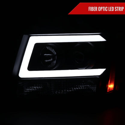 2007-2013 Chevrolet Avalanche/ 2007-2014 Tahoe Suburban LED C-Bar Projector Headlights (Black Housing/Smoked Lens)