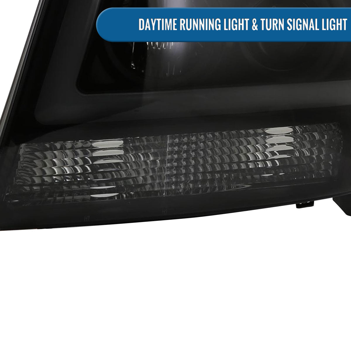 2007-2013 Chevrolet Avalanche/ 2007-2014 Tahoe Suburban LED C-Bar Projector Headlights (Black Housing/Smoked Lens)