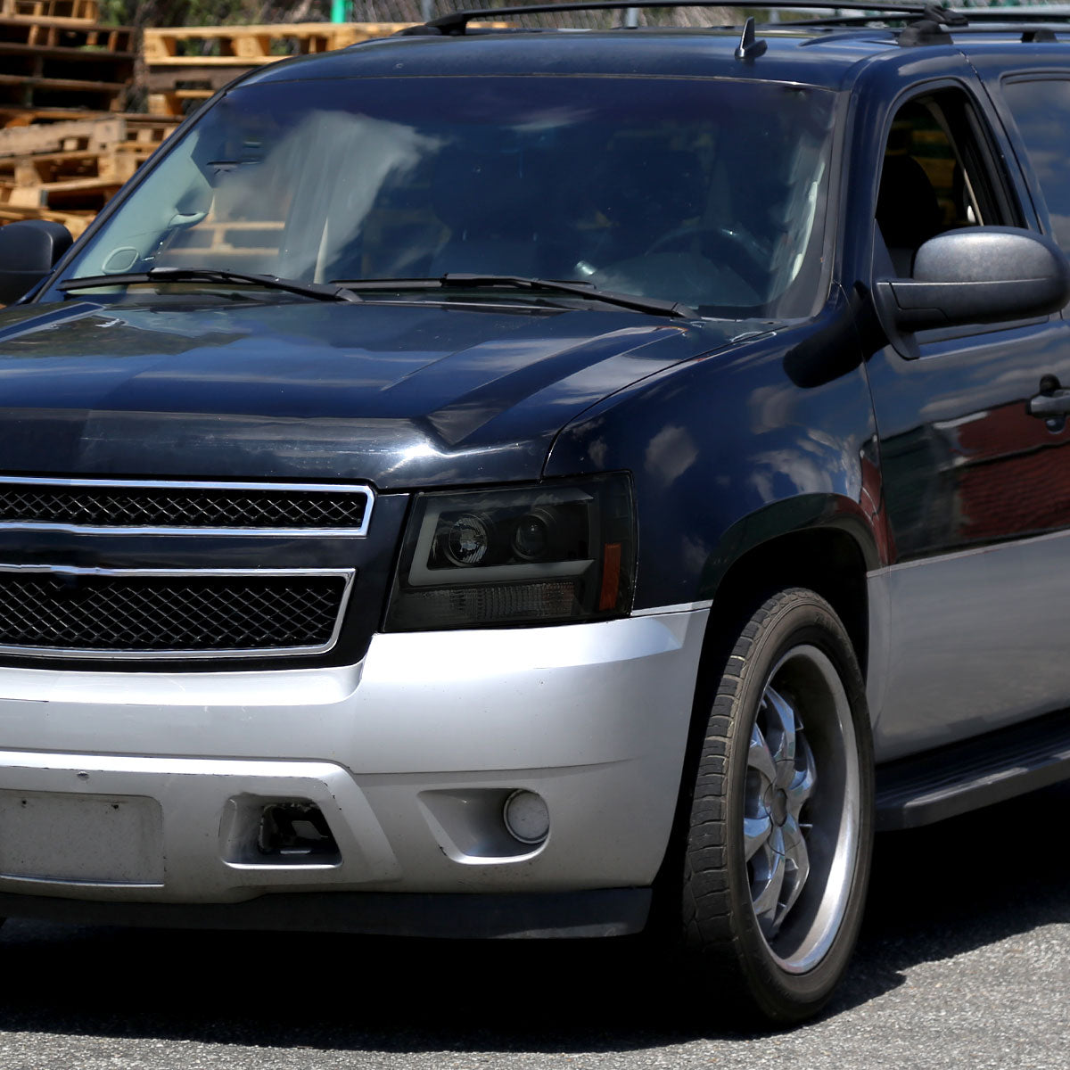 2007-2013 Chevrolet Avalanche/ 2007-2014 Tahoe Suburban LED C-Bar Projector Headlights (Black Housing/Smoked Lens)