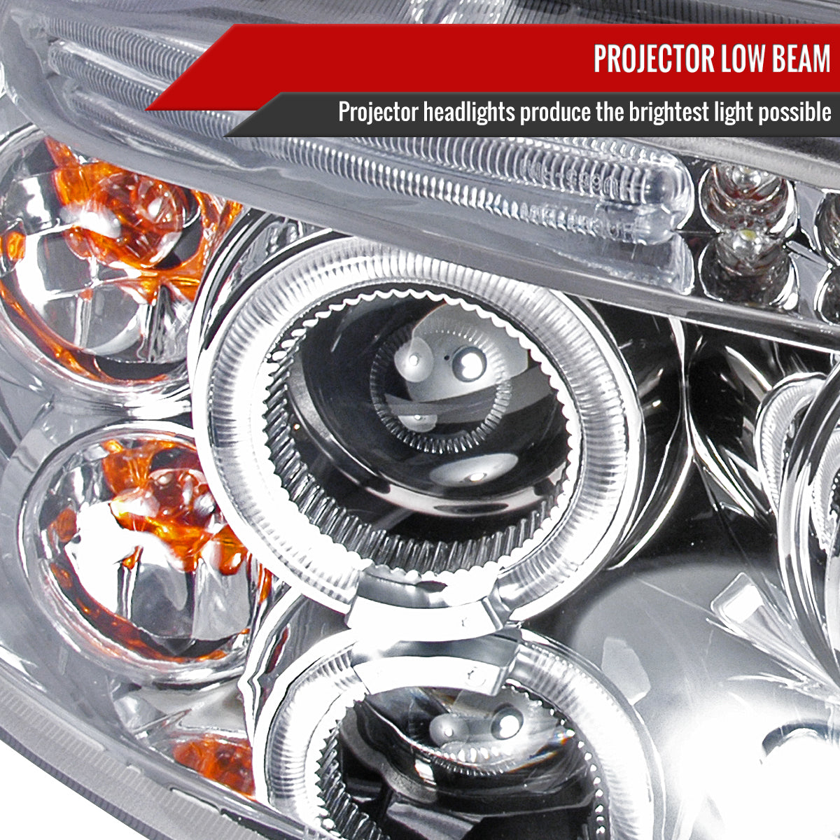 2004-2008 Chevrolet Aveo Dual Halo Projector Headlights (Chrome Housing/Clear Lens)