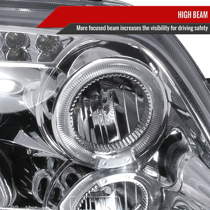 2004-2008 Chevrolet Aveo Dual Halo Projector Headlights (Chrome Housing/Clear Lens)