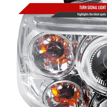 2004-2008 Chevrolet Aveo Dual Halo Projector Headlights (Chrome Housing/Clear Lens)