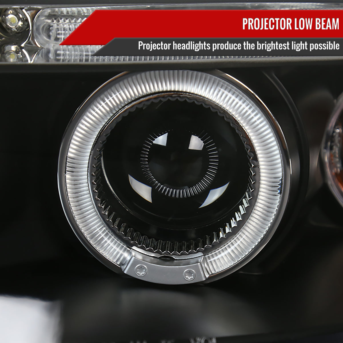 2004-2008 Chevrolet Aveo Dual Halo Projector Headlights (Matte Black Housing/Clear Lens)