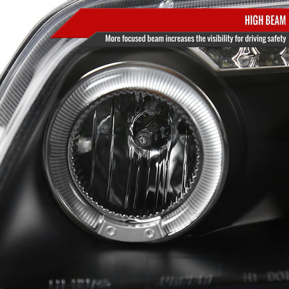 2004-2008 Chevrolet Aveo Dual Halo Projector Headlights (Matte Black Housing/Clear Lens)