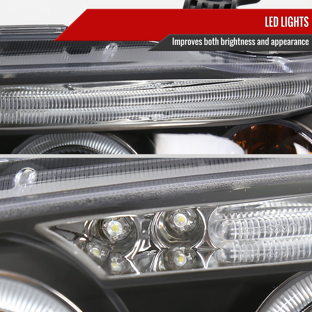 2004-2008 Chevrolet Aveo Dual Halo Projector Headlights (Matte Black Housing/Clear Lens)