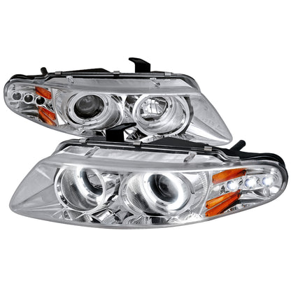 1997-2000 Dodge Avenger Chrysler Sebring Coupe Dual Halo Projector Headlights (Chrome Housing/Clear Lens)