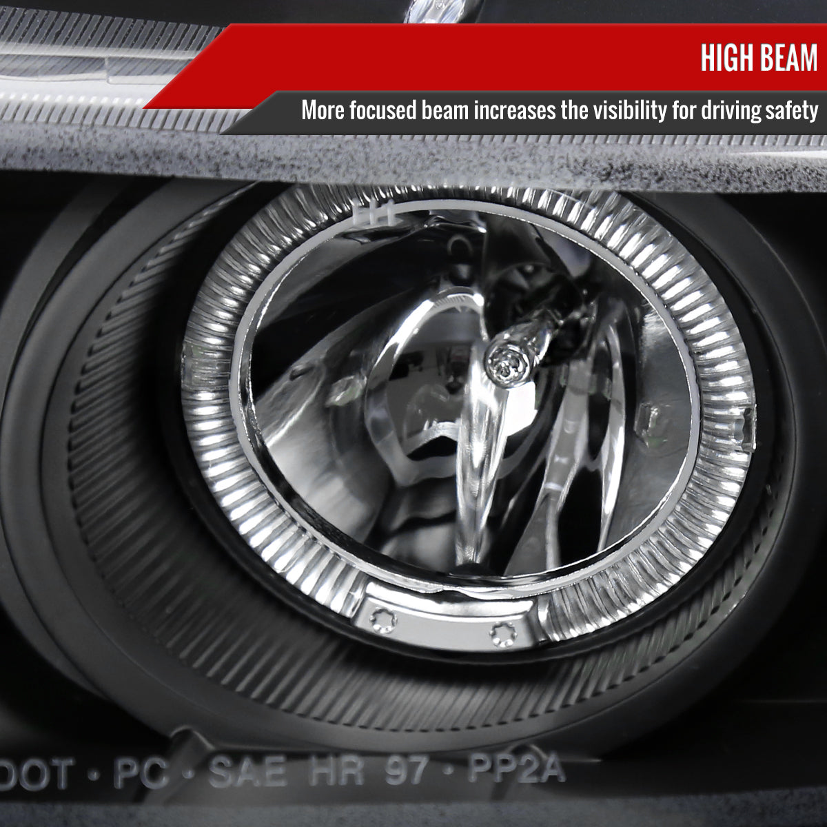 1997-2000 Dodge Avenger Chrysler Sebring Coupe Dual Halo Projector Headlights (Matte Black Housing/Clear Lens)