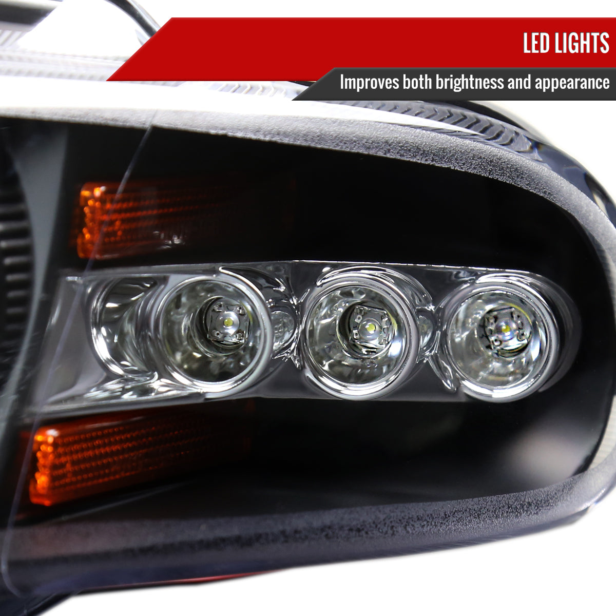 1997-2000 Dodge Avenger Chrysler Sebring Coupe Dual Halo Projector Headlights (Matte Black Housing/Clear Lens)