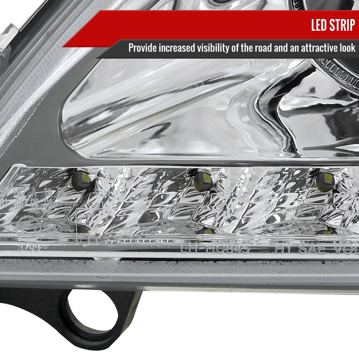 2002-2005 Mercedes Benz W163 ML Class Projector Headlights w/ SMD LED Light Strip (Chrome Housing/Clear Lens)