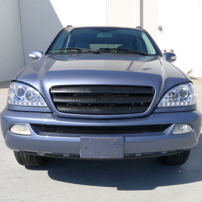 2002-2005 Mercedes Benz W163 ML Class Projector Headlights w/ SMD LED Light Strip (Chrome Housing/Clear Lens)