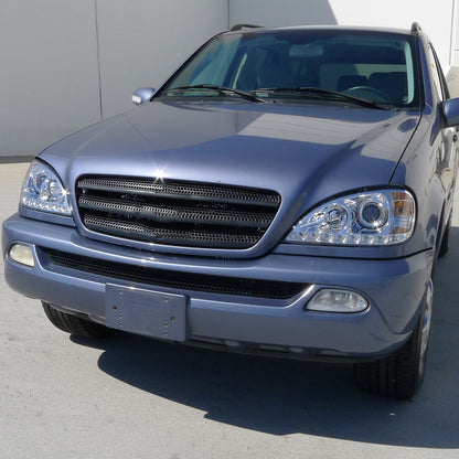1998-2001 Mercedes Benz W163 ML Class Projector Headlights w/ SMD LED Light Strip (Chrome Housing/Clear Lens)