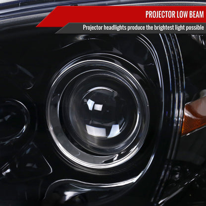 1998-2001 Mercedes Benz W163 ML Class Projector Headlights w/ SMD LED Light Strip (Glossy Black Housing/Smoked Lens)