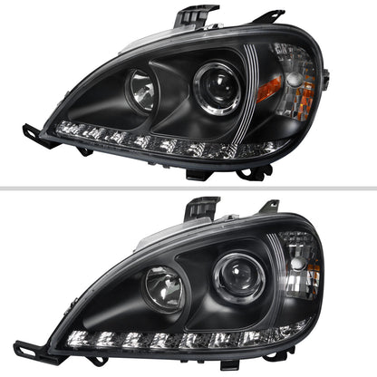 1998-2001 Mercedes Benz W163 ML Class Projector Headlights w/ SMD LED Light Strip (Matte Black Housing/Clear Lens)