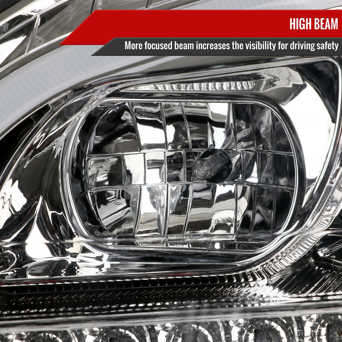 2006-2008 Mercedes Benz W164 ML Class LED Bar Projector Headlights w/ Sequential Turn Signal Lights (Chrome Housing/Clear Lens)
