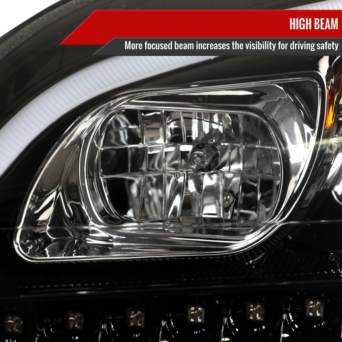 2006-2008 Mercedes Benz W164 ML Class LED Bar Projector Headlights w/ Sequential Turn Signal Lights (Jet Black Housing/Clear Lens)