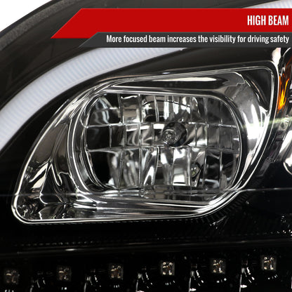 2006-2008 Mercedes Benz W164 ML Class LED Bar Projector Headlights w/ Sequential Turn Signal Lights (Jet Black Housing/Clear Lens)
