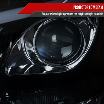 2006-2008 Mercedes Benz W164 ML Class LED Bar Projector Headlights w/ Sequential Turn Signal Lights (Glossy Black Housing/Smoked Lens)
