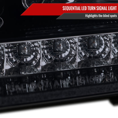 2006-2008 Mercedes Benz W164 ML Class LED Bar Projector Headlights w/ Sequential Turn Signal Lights (Glossy Black Housing/Smoked Lens)