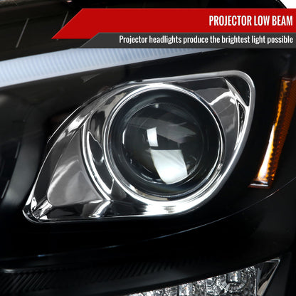 2006-2008 Mercedes Benz W164 ML Class LED Bar Projector Headlights w/ Sequential Turn Signal Lights (Matte Black Housing/Clear Lens)