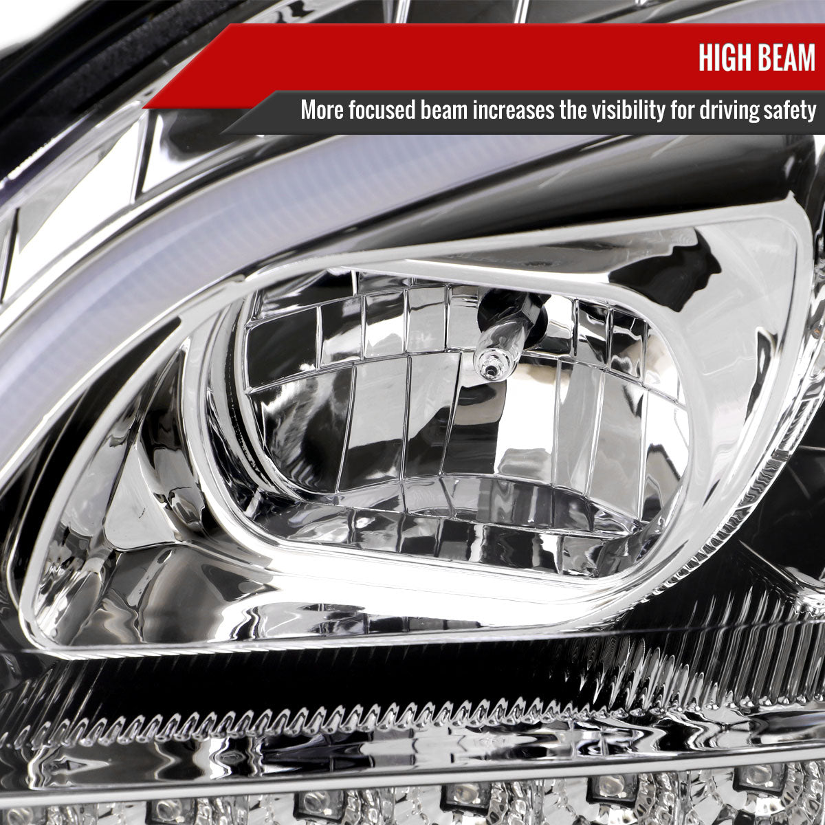 2009-2011 Mercedes Benz W164 ML-Class LED Sequetial Turn Signal Projector Headlights (Chrome Housing/Clear Lens)