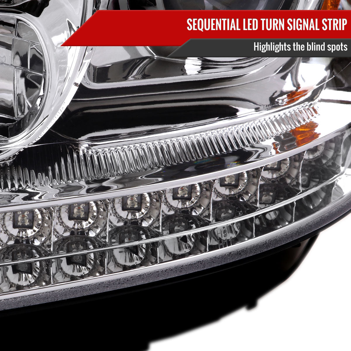 2009-2011 Mercedes Benz W164 ML-Class LED Sequetial Turn Signal Projector Headlights (Chrome Housing/Clear Lens)