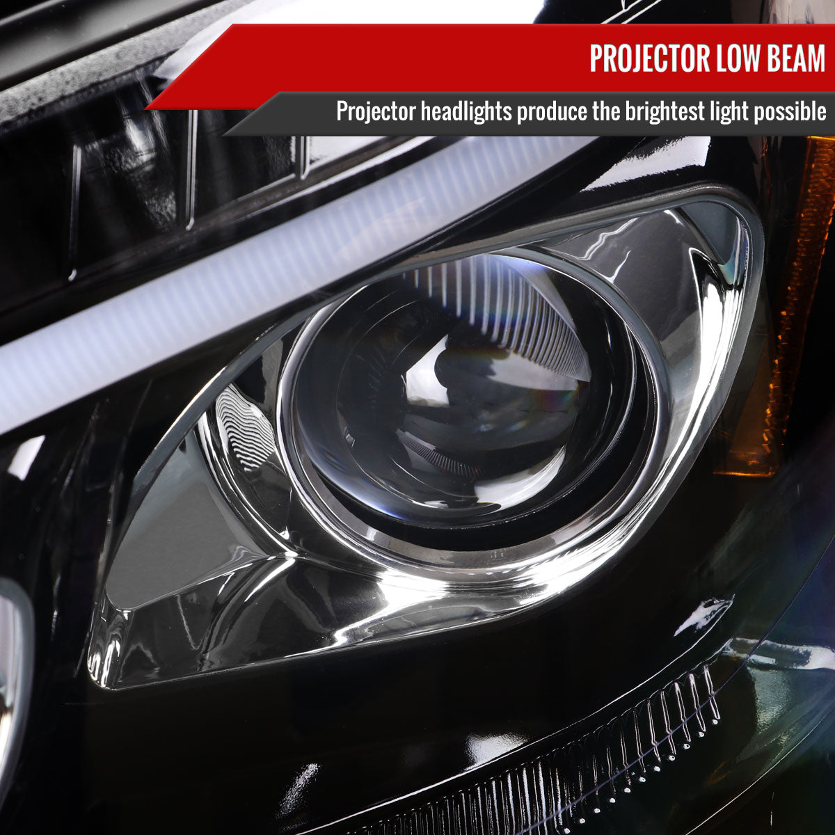 2009-2011 Mercedes Benz W164 ML-Class LED Sequetial Turn Signal Projector Headlights (Glossy Black Housing/Clear Lens)