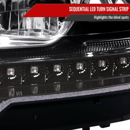 2009-2011 Mercedes Benz W164 ML-Class LED Sequetial Turn Signal Projector Headlights (Glossy Black Housing/Clear Lens)