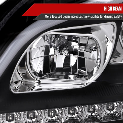 2009-2011 Mercedes Benz W164 ML-Class LED Sequetial Turn Signal Projector Headlights (Matte Black Housing/Clear Lens)