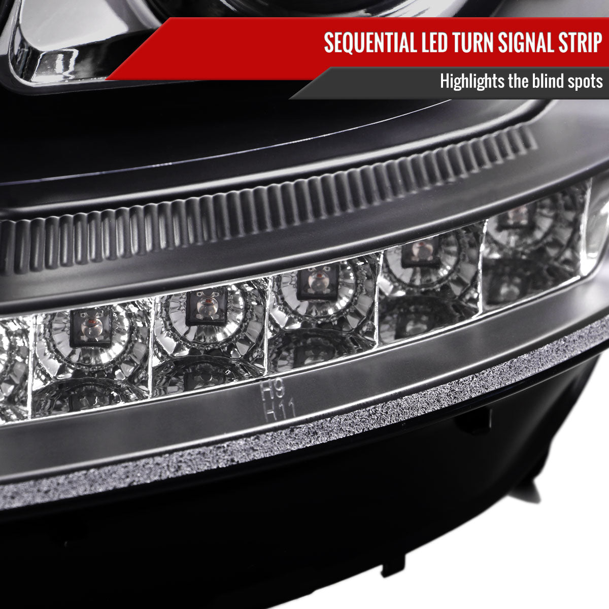 2009-2011 Mercedes Benz W164 ML-Class LED Sequetial Turn Signal Projector Headlights (Matte Black Housing/Clear Lens)