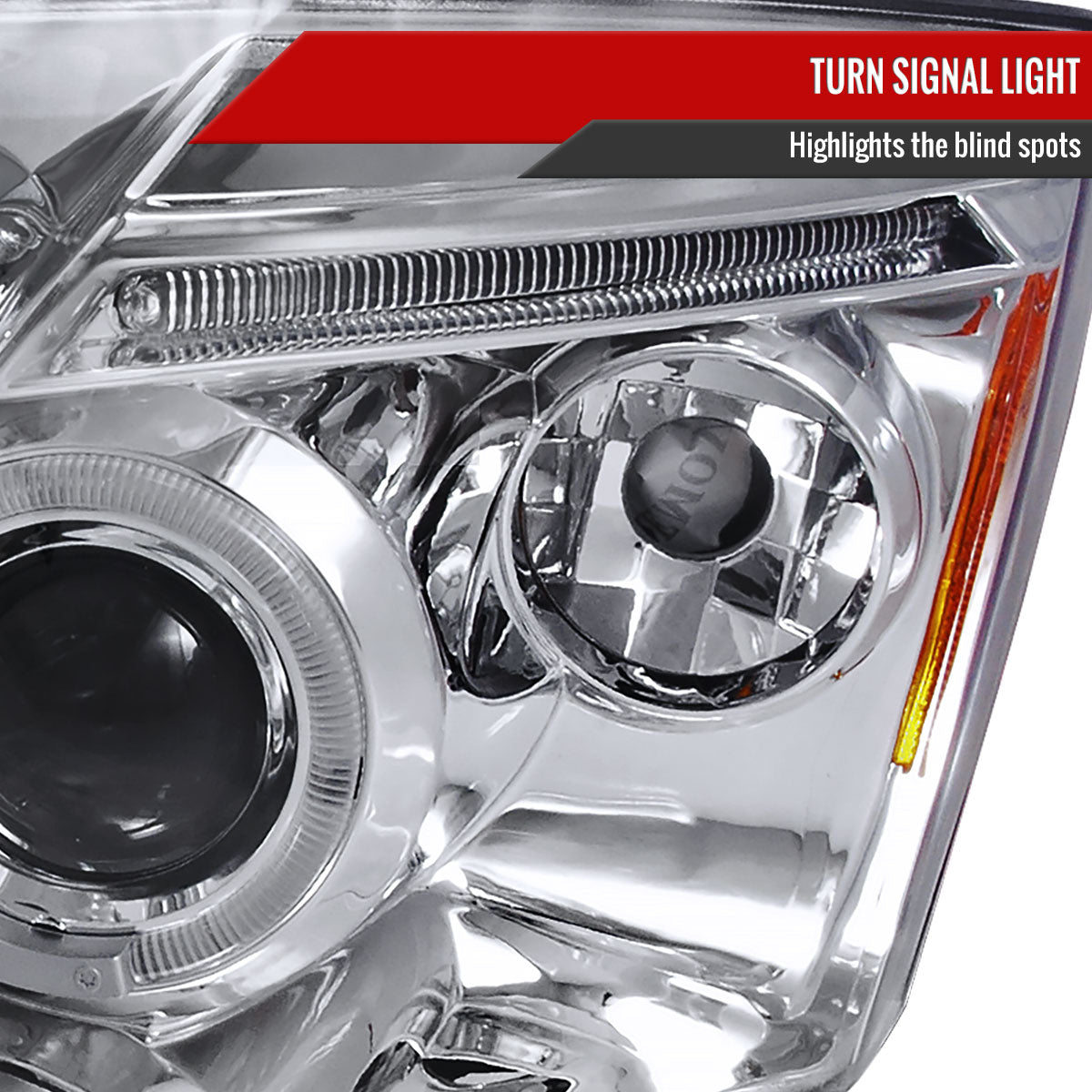 2007-2012 Dodge Caliber Dual Halo Projector Headlights (Chrome Housing/Clear Lens)