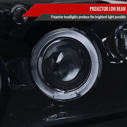 2007-2012 Dodge Caliber Dual Halo Projector Headlights (Glossy Black Housing/Smoked Lens)