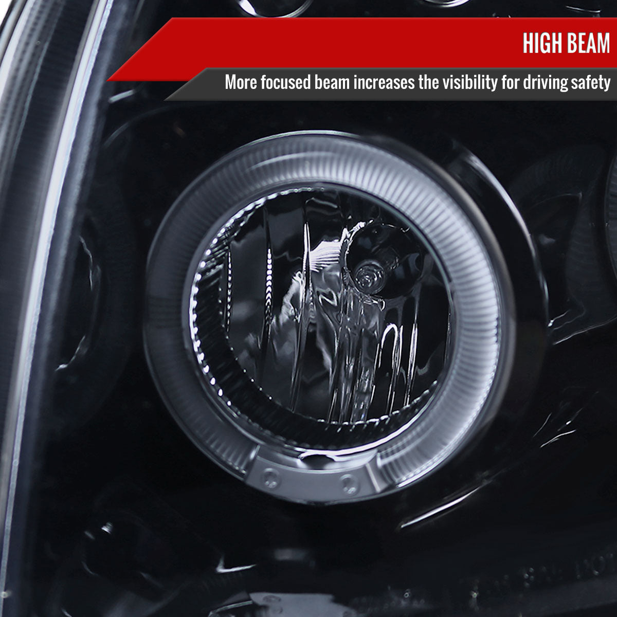 2007-2012 Dodge Caliber Dual Halo Projector Headlights (Glossy Black Housing/Smoked Lens)