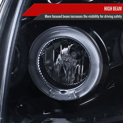 2007-2012 Dodge Caliber Dual Halo Projector Headlights (Glossy Black Housing/Smoked Lens)
