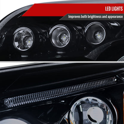 2007-2012 Dodge Caliber Dual Halo Projector Headlights (Glossy Black Housing/Smoked Lens)