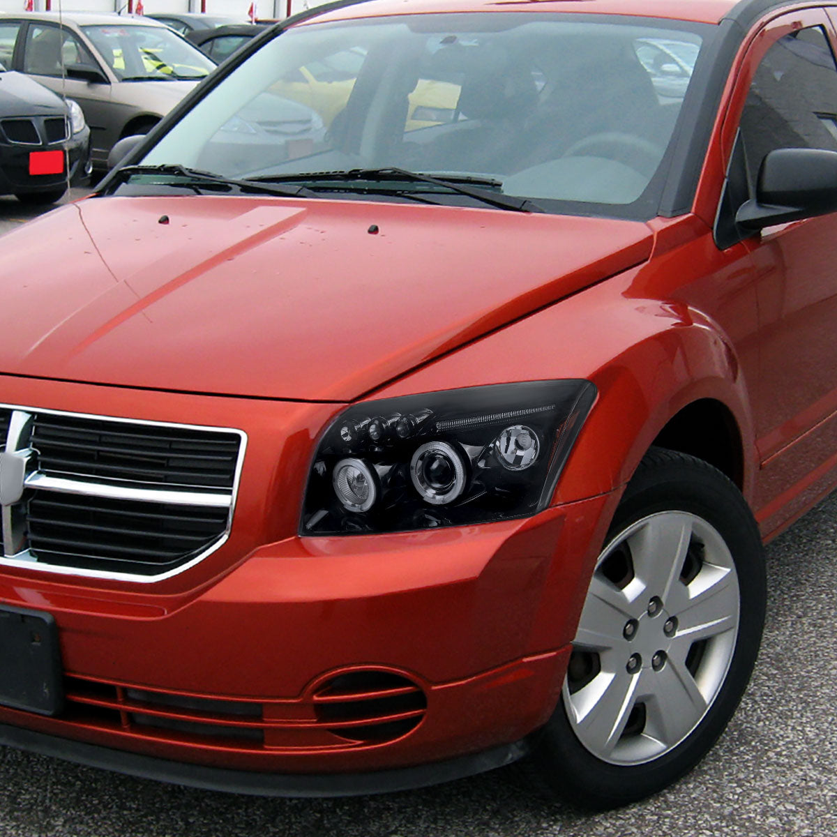 2007-2012 Dodge Caliber Dual Halo Projector Headlights (Glossy Black Housing/Smoked Lens)