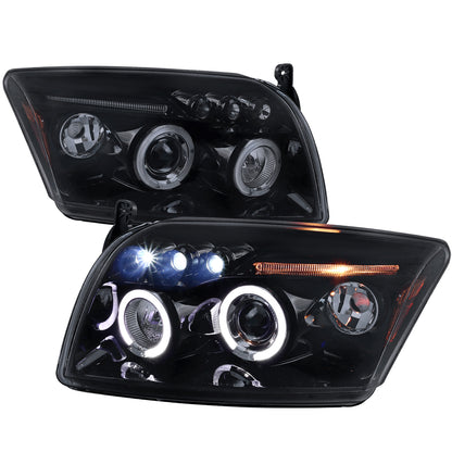 2007-2012 Dodge Caliber Dual Halo Projector Headlights (Glossy Black Housing/Smoked Lens)