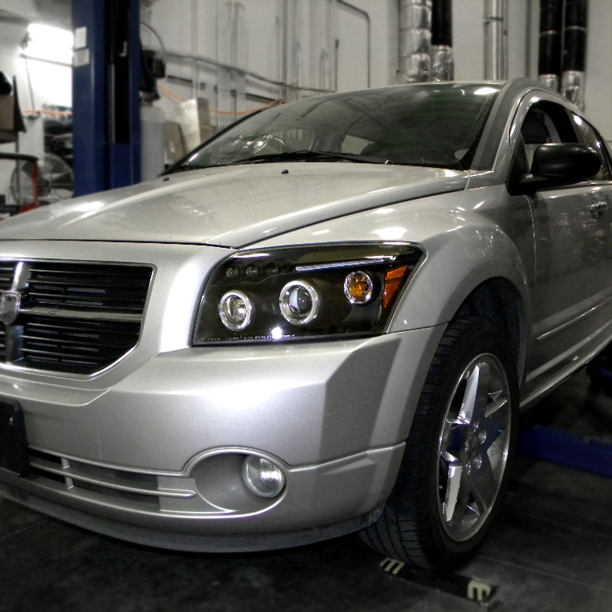 2007-2012 Dodge Caliber Dual Halo Projector Headlights (Matte Black Housing/Clear Lens)
