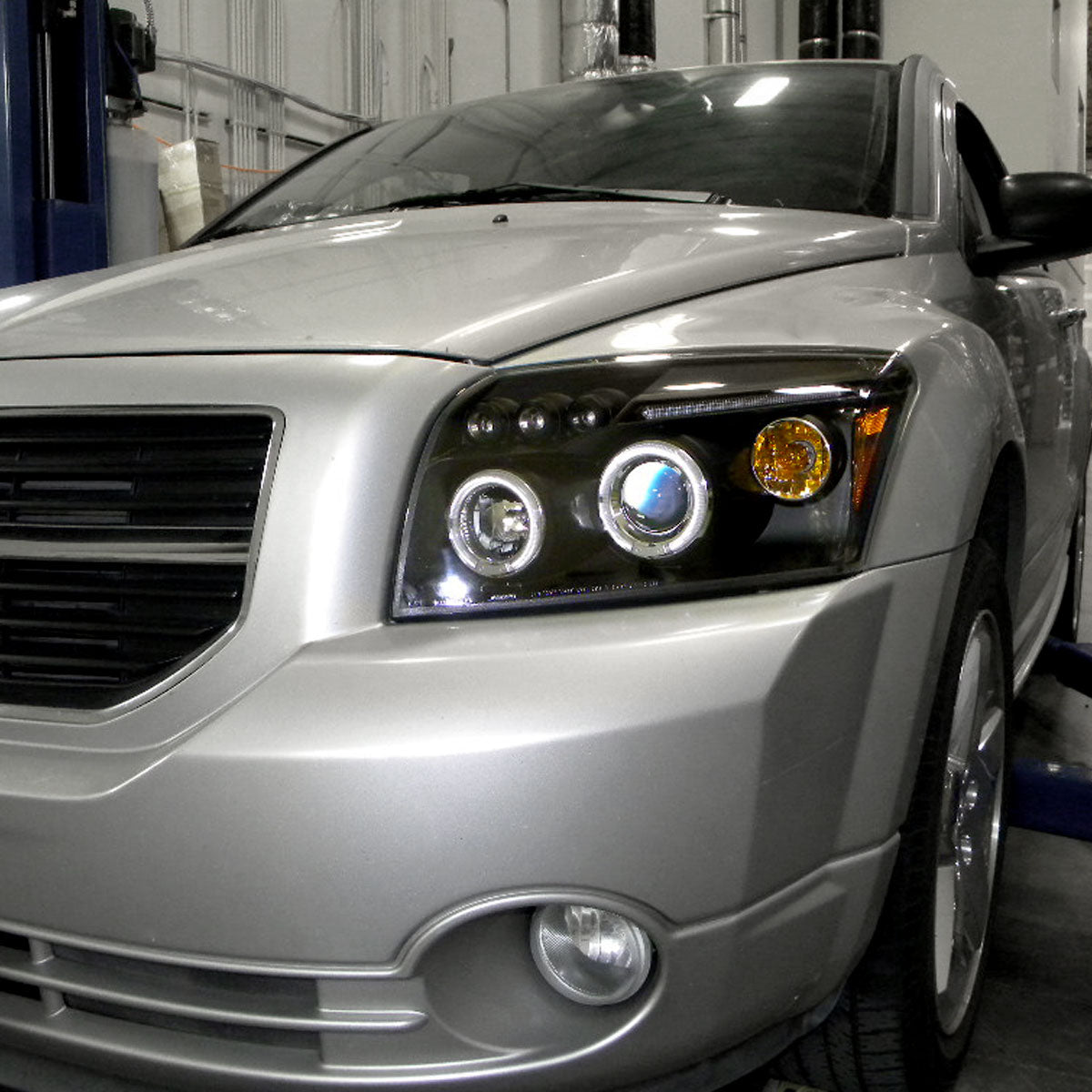 2007-2012 Dodge Caliber Dual Halo Projector Headlights (Matte Black Housing/Clear Lens)