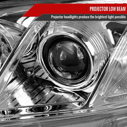 2007-2009 Toyota Camry Projector Headlights w/ Amber Reflectors (Chrome Housing/Clear Lens)
